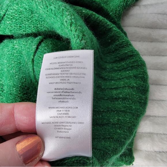 Michael Kors Green Cowl Neck Turtleneck Sweater Women’s Sz S Knit Cozy Academia - Picture 9 of 9